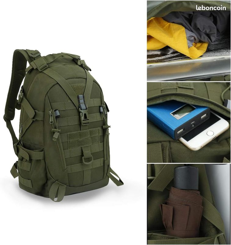 Sac à Dos Militaire Tactique Randonnée Étanche Multifonctionnel Molle Voyage Camping Trekking Vert LIVRAISON OFFERTE (image 5)