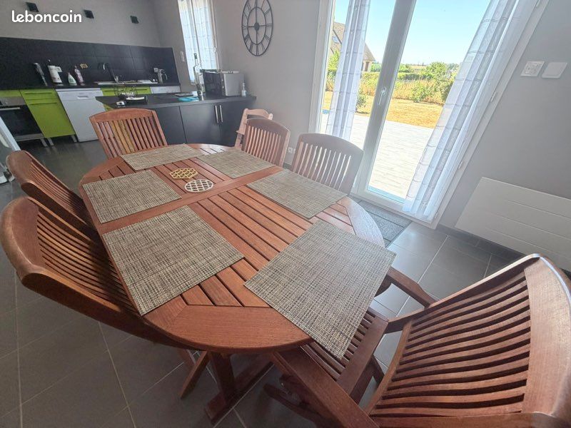Table avec 6 chaises teck massif (image 2)