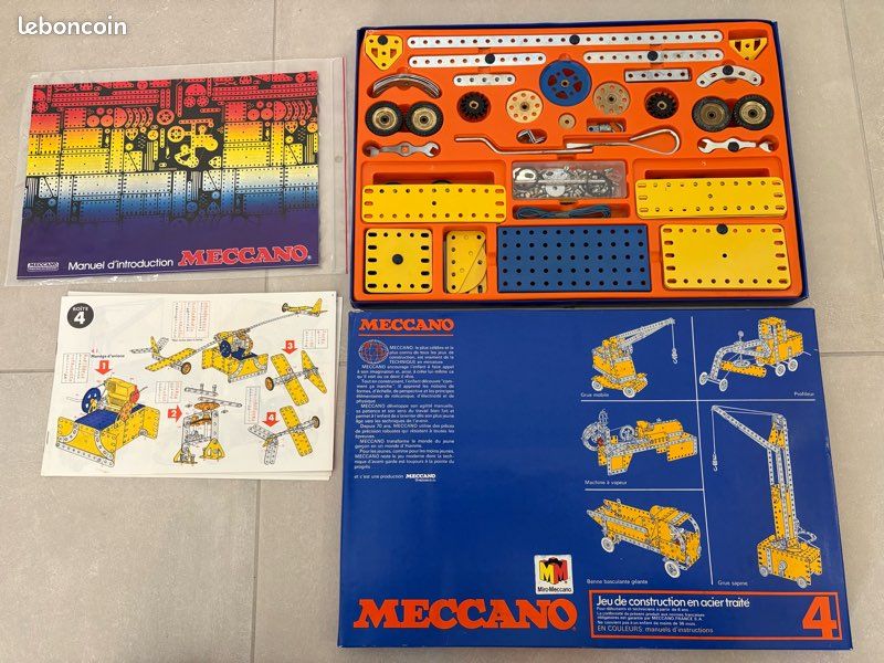 Rare 4 coffret Mac et Nick style Meccano ou trix jouet ancien tôle