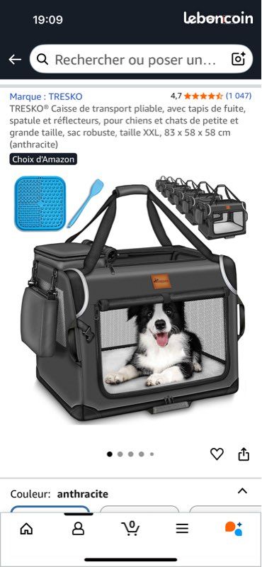 Cage de transport chien pliable XL Accessoires animaux