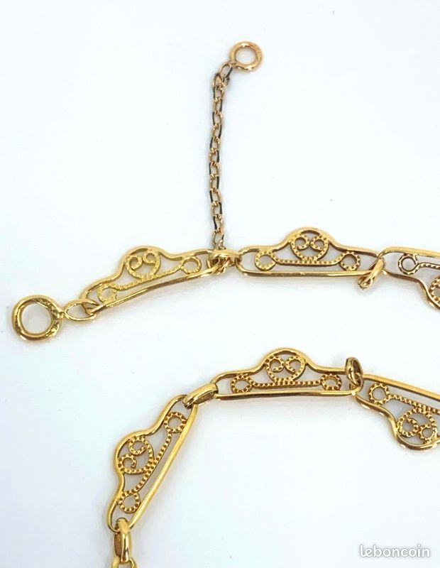 Collier Draperie Ancien En Or Jaune 18 Carats - Occasion, Vintage - Fabriqué En France