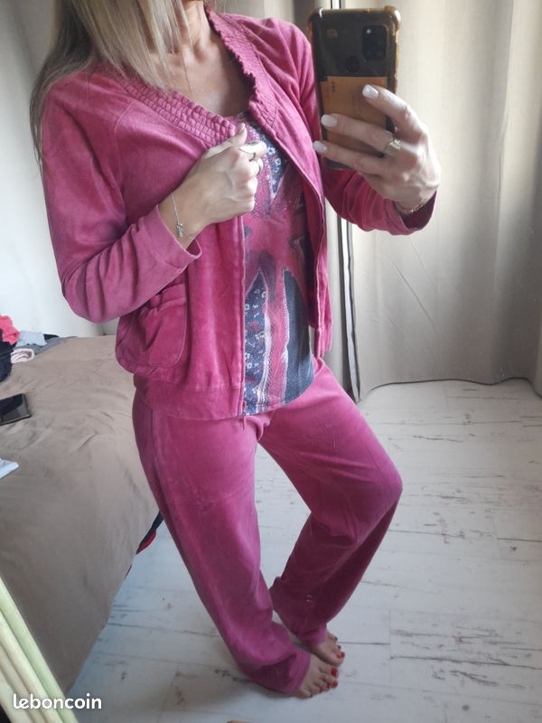 Undiz Etam Marque Avenue Pyjama D'intérieur Velours Rose Pièces