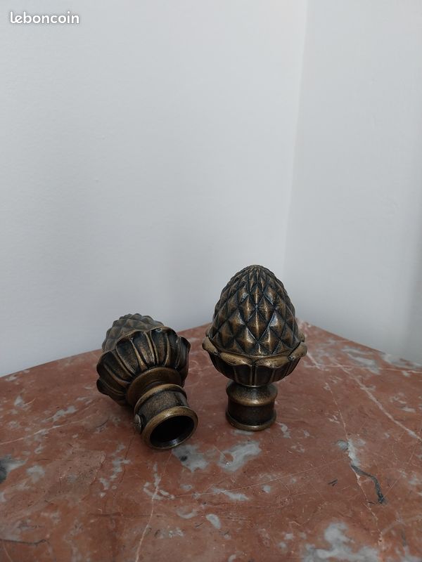 Lot de 2 embouts de barre à rideaux glands laiton diamètre 20mm (image 2)