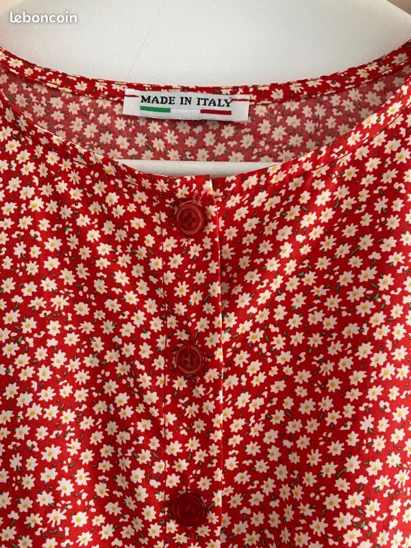 Robe maxi longue fluide rouge petites fleurs blanches T44 quasi neuve (image 4)