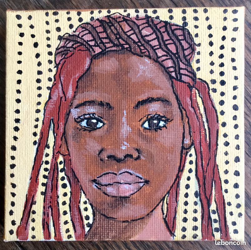 Portraits à l’acrylique sur petite toile 10 x 10 cm (image 3)