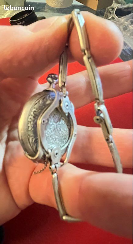Bracelet Extensible Avec Montre Gousset - Argenté - Occasion Très Bon état - Pour Homme Ou Femme