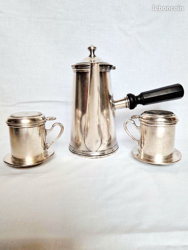 Ancienne Chocolatière Cygne En Métal Argenté – XIXème – Fabrication Française