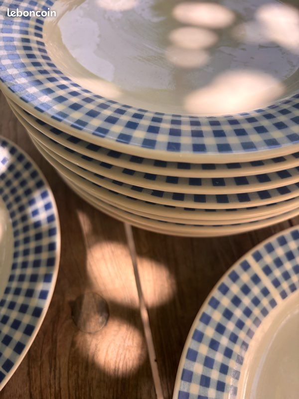 12 assiettes 19 cm décor Vichy (image 4)