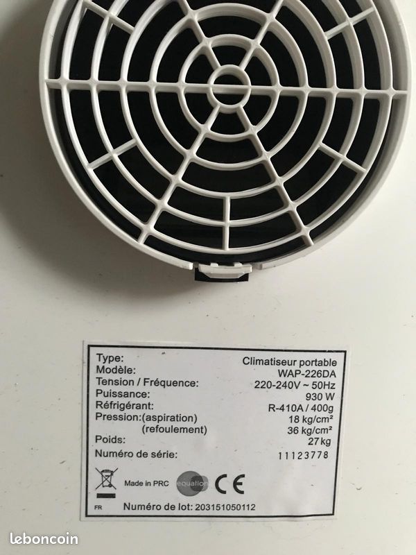 Climatiseur mobile Equation (déménagement) (image 3)