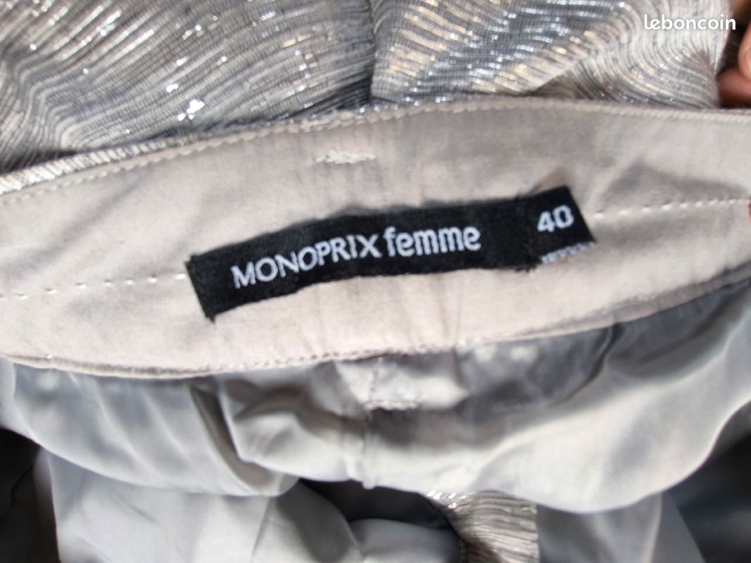 Pantalons chic argenté MONOPRIX idéal fêtes (image 2)