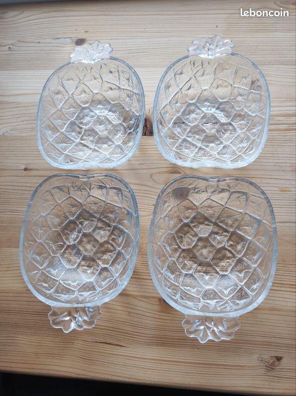 Saladier et coupelles ananas vintage en verre (image 4)