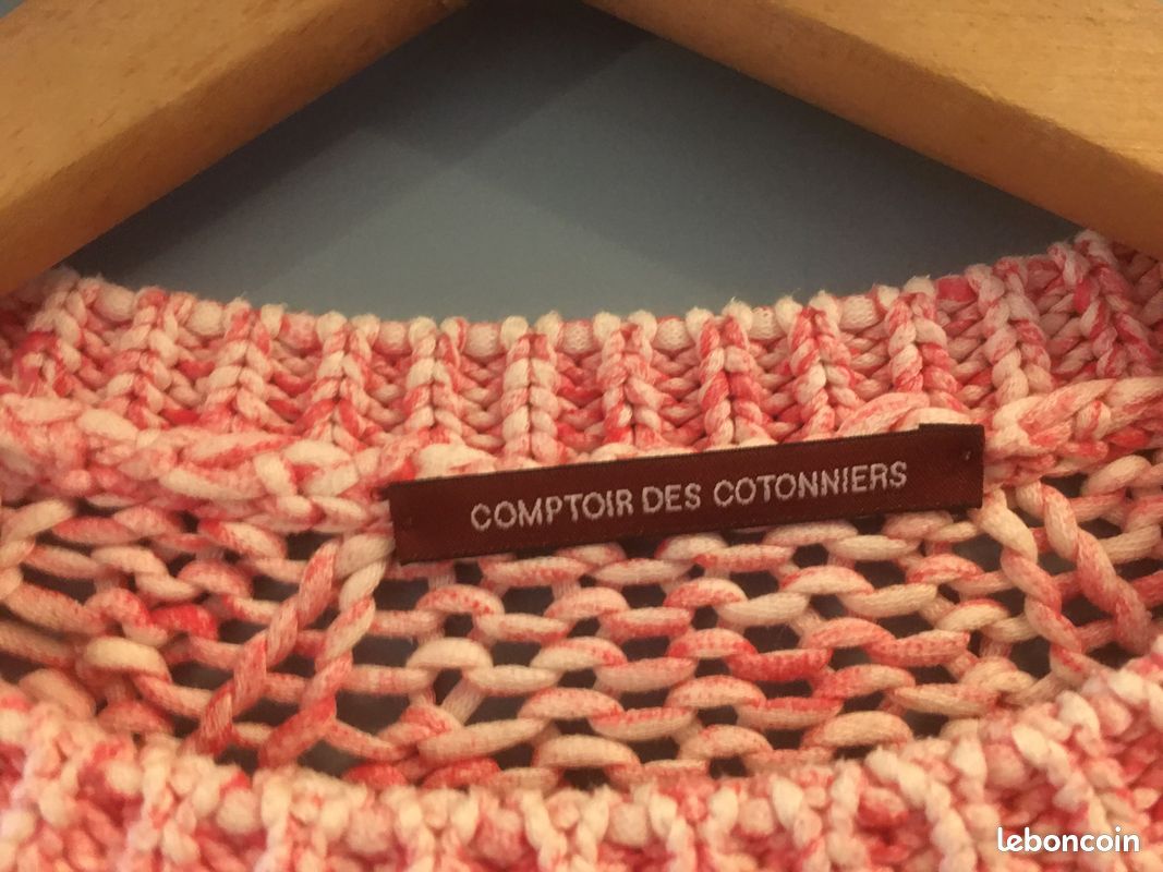 Pull d'été neuf coton rose chiné Comptoir des cotonniers T2 (image 3)