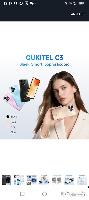 Telephone Portable OUKITEL C62 Pro 24GB+256GB Smartphone Pas Cher 6,88
