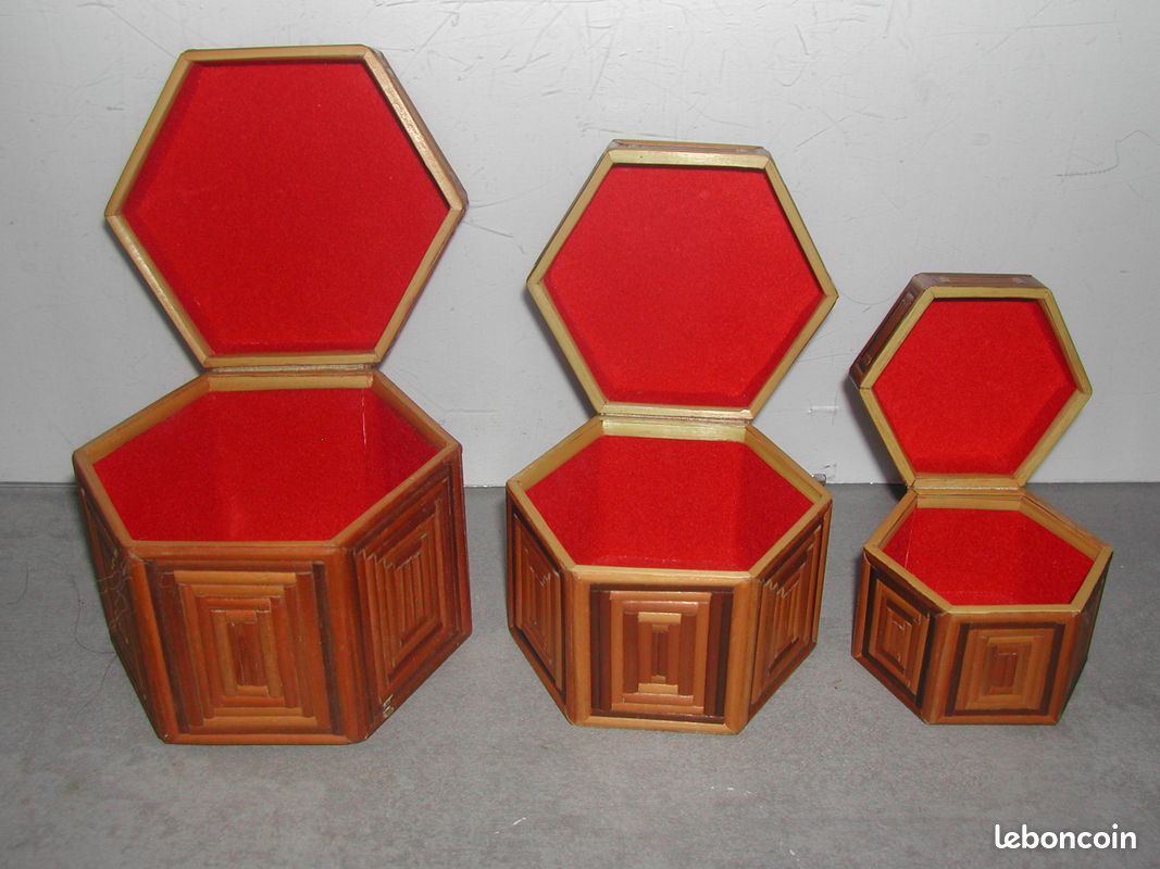 Lot de 3 boîtes gigognes en métal – Motif floral - Décoration