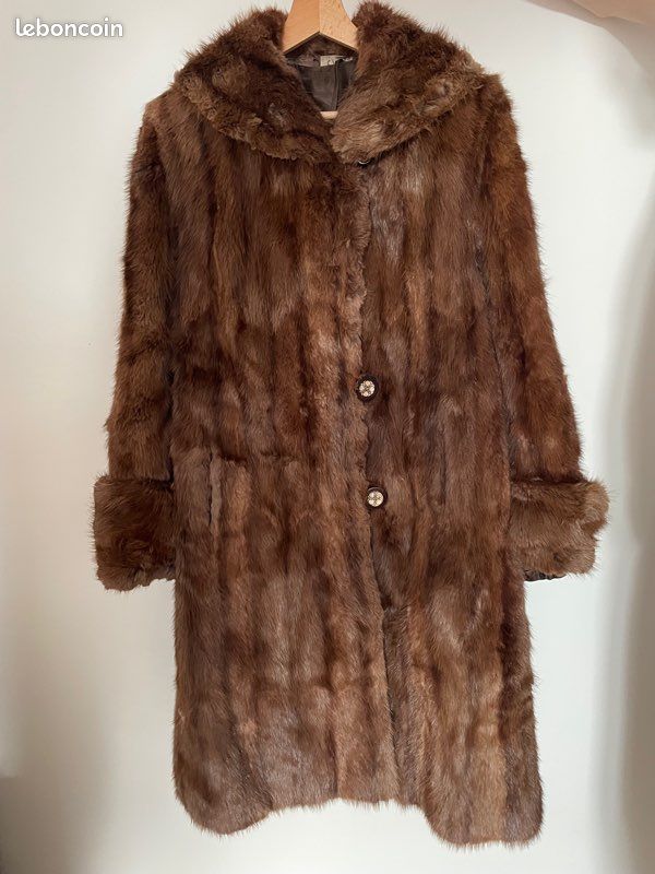 Manteau De Fourrure Vintage Vison Années 60-70 – Taille 38, Marron, Excellent état