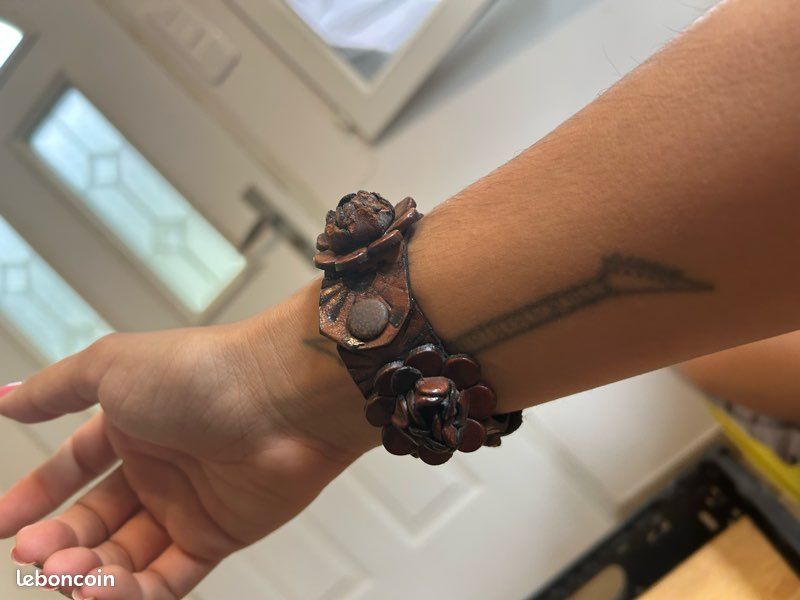 Bracelet De Montre En Cuir Marron Style Art Déco Vintage - Occasion
