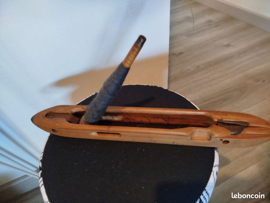 Grande navette de métier à tisser ancienne 71 cm - Label Emmaüs