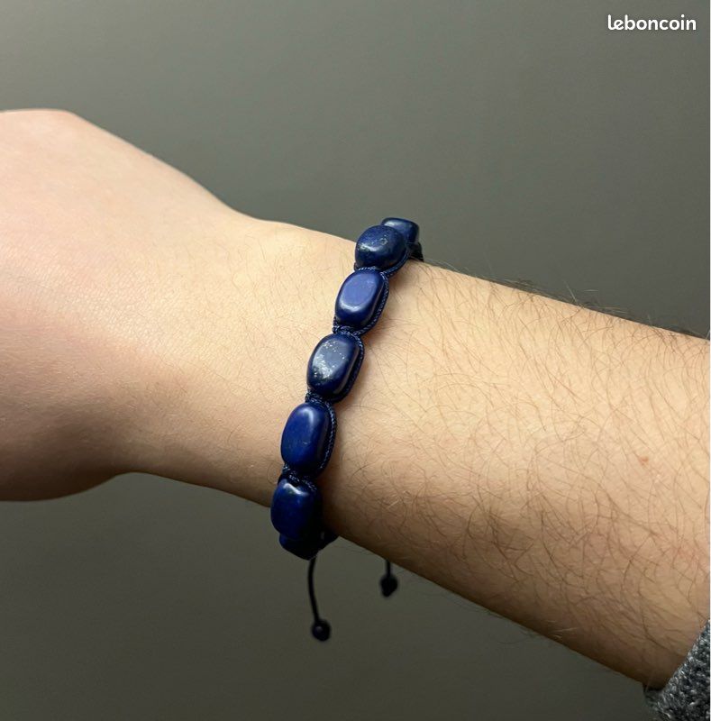 Bracelet pierres naturelles Shamballa tibétain homme femme NEUF lapis lazuli turquoise labradorite hématite œil de tigre jade Howlite (image 5)