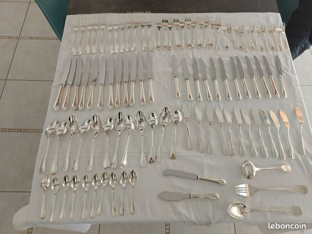 Ménagère Ercuis modèle Baguette 25 pièces métal argenté fourchette cuillers louche