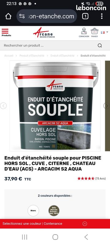 Recherche enduit étanche flexible Arcane pour bassin hors sol (image 1)
