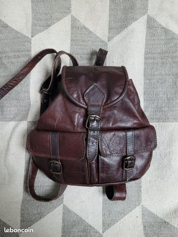 Mini Sac à Dos Rosetti En Cuir Marron - Femme - Très Bon état