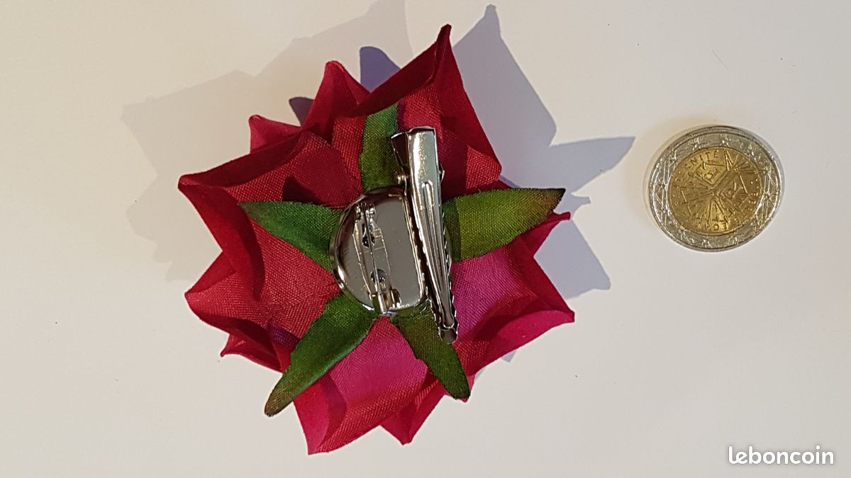 Barrette à Cheveux Fleur en forme de Rose Rouge et roseB2 neuf (image 3)