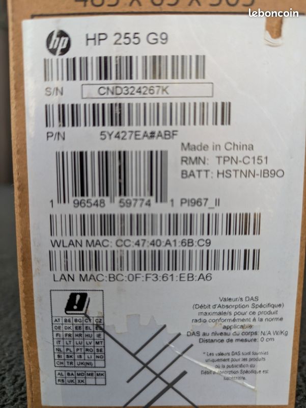 Lot Ordinateur Neuf HP 255 G9 + Sac a dos SOORUZ 22 L (image 3)