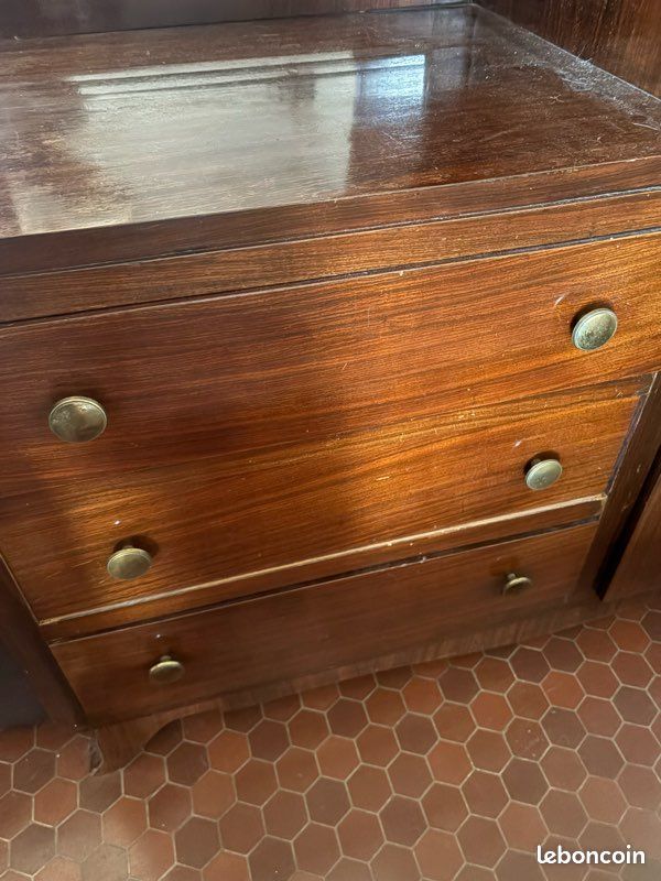 Armoire penderie avec coiffeuse et miroir – bois vintage années 50/60 (image 4)