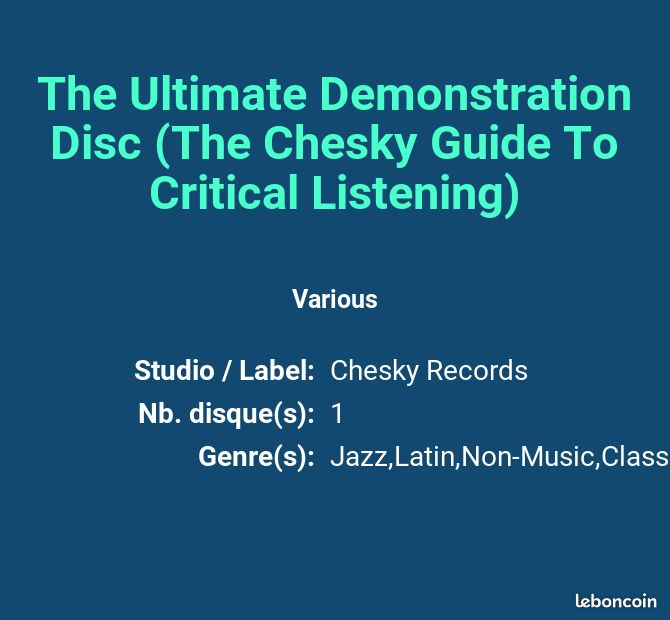 The Ultimate Demonstration Disc (The Chesky Guide To Critical Listening) - Various (image 2)