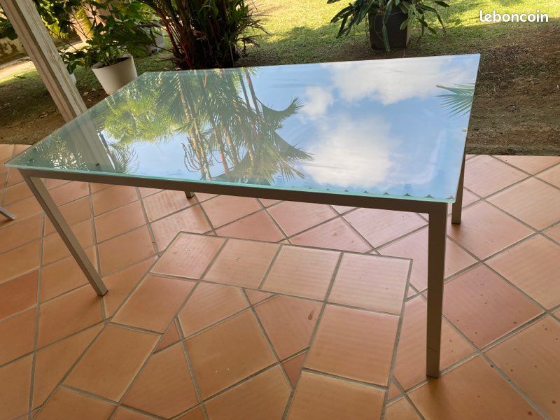 Grande table en verre et acier 160x90 (image 3)