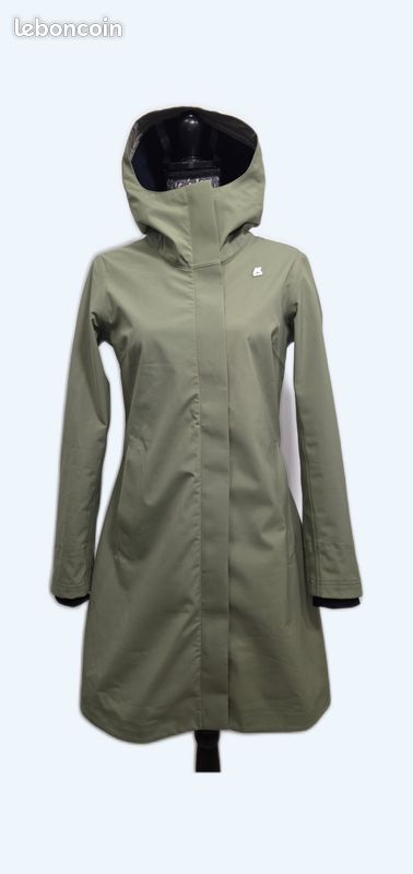 Manteau long fourré polaire imperméable K-way Stéphy Bonded vert