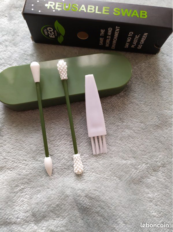 Deux boîtes coton tige réutilisables lavables en silicone NEUVES (image 3)