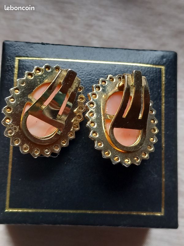 Boucles D'oreilles Anciennes Art Déco - Vermeil Et Argent, Ciselures, Occasion