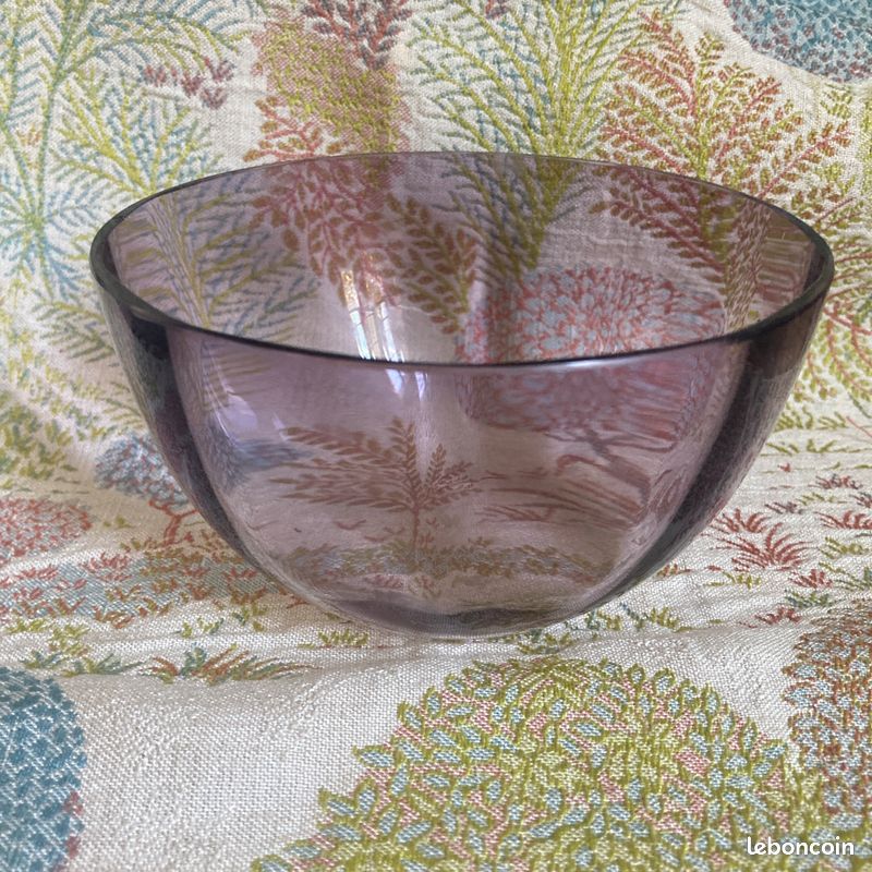 Coupelle rince doigt en cristal teinté mauve ancien, Lalique sûrement mais non signé (image 11)