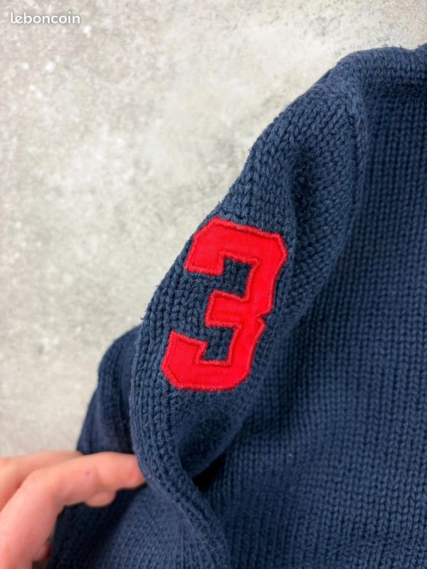 Polo Ralph Lauren Pull col montant zippé bleu marine enfant Taille 3 Ans Garçon Coton #R368 (image 4)