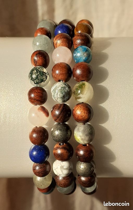 Bracelets en Pierres naturelles : Citrine, Lapis Lazuli, Améthyste, Aigue Marine, Jaspe, Pyrite, Apa (image 3)