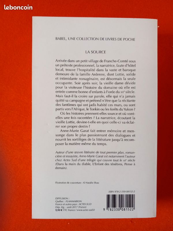Anne Marie Garat. La source. Babel poche (image 3)