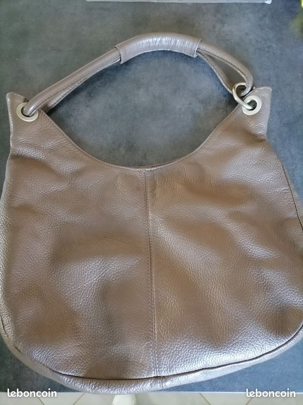 Sac à épaule Anna Morellini En Cuir Marron Fauve, Anse Arrondie, TBE, Occasion Légères Traces