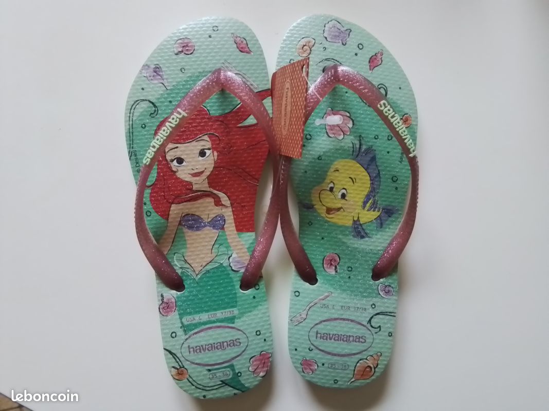 Tongs claquettes havaianas Petite Sirene et Ariel taille 37/38