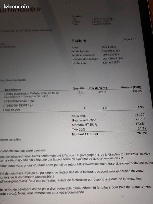 Luminaire suspension neuf (image 2)