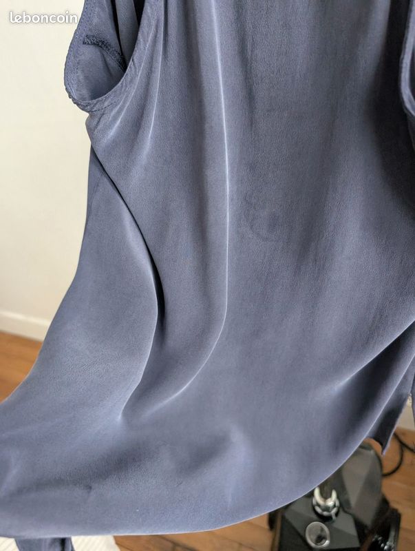 Top débardeur Vertigo satiné velours bleu gris taille 36-38 excellent état (image 6)
