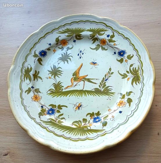 Assiette Rare Décor Moustiers Fait Main Scène Cheval Musique Déco