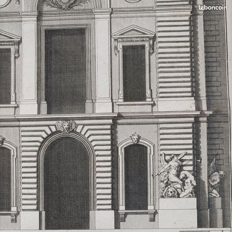 Estampe Originale Ancienne - Cour Du Louvre, Paris, Foule Et Bâtiments - 1856