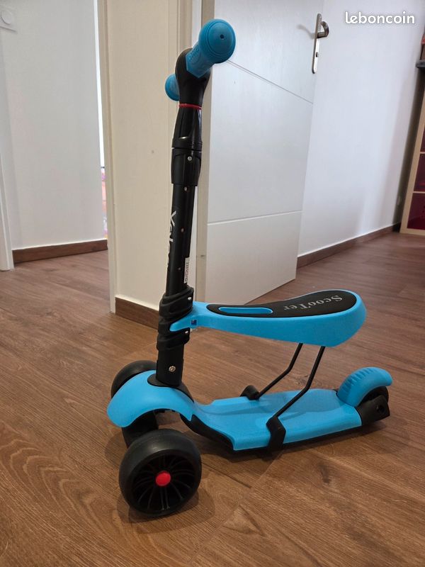 Trottinette 3-en-1 YOLEO Avec Siège – 3 Roues, LED, Réglable En Hauteur Pour Enfants De 2 à 8 Ans