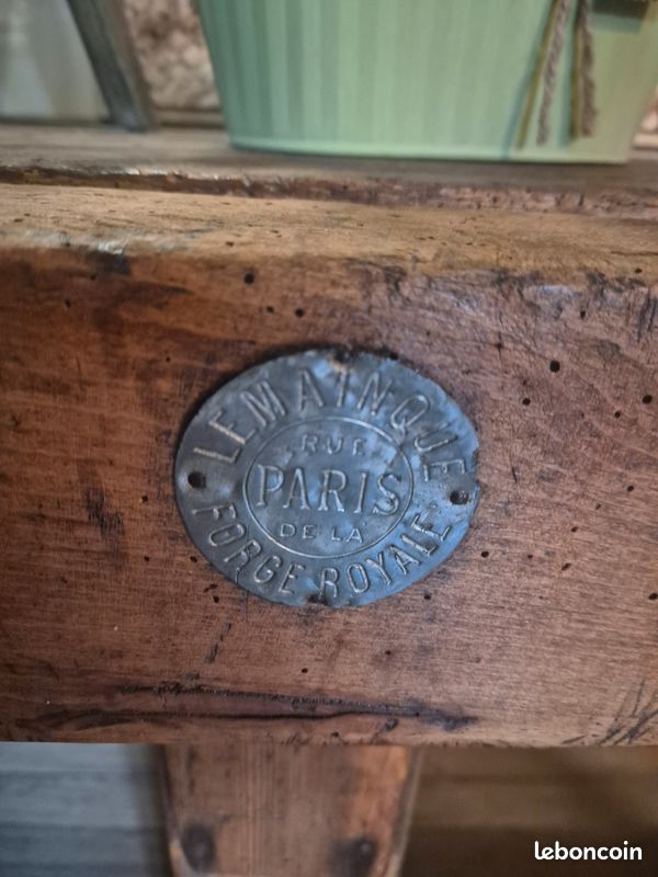 Établi bois (chêne), Lemainque, Forge royale de Paris, XIXe siècle (image 2)