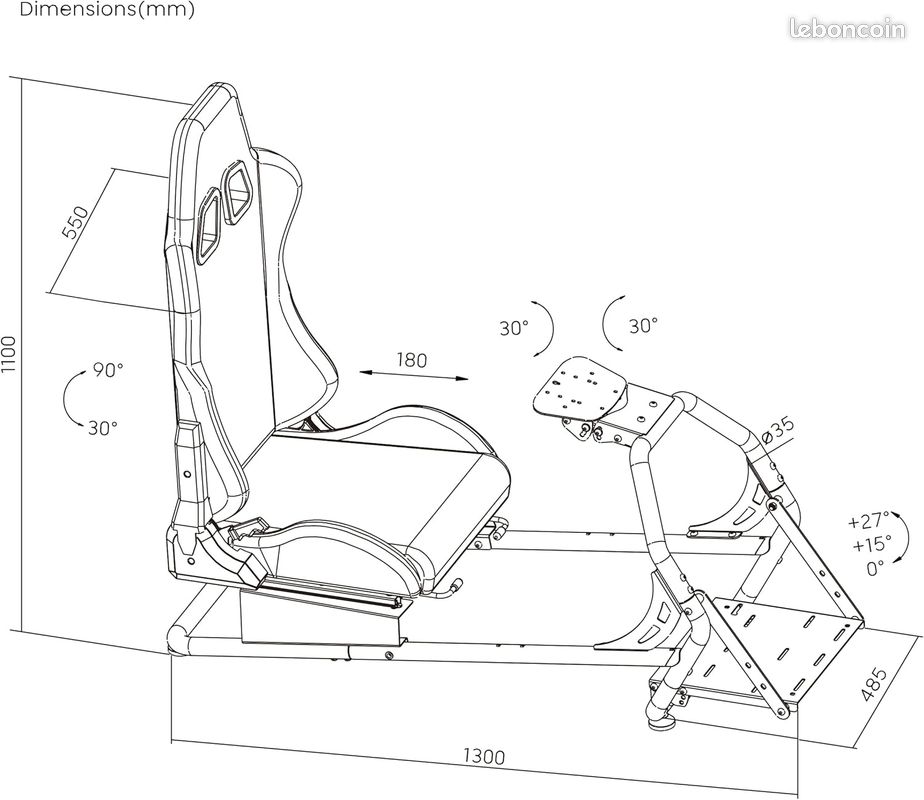 Setup complet OPLITE GT3 SIMRACING SUPERFAST v2 (inclus Volant+Pédalier+Shifter) (image 3)