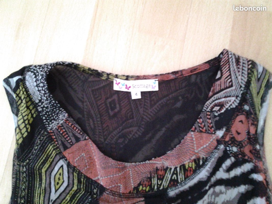 Scottage débardeur motif ethnique patchwork T4 en TBE (image 4)