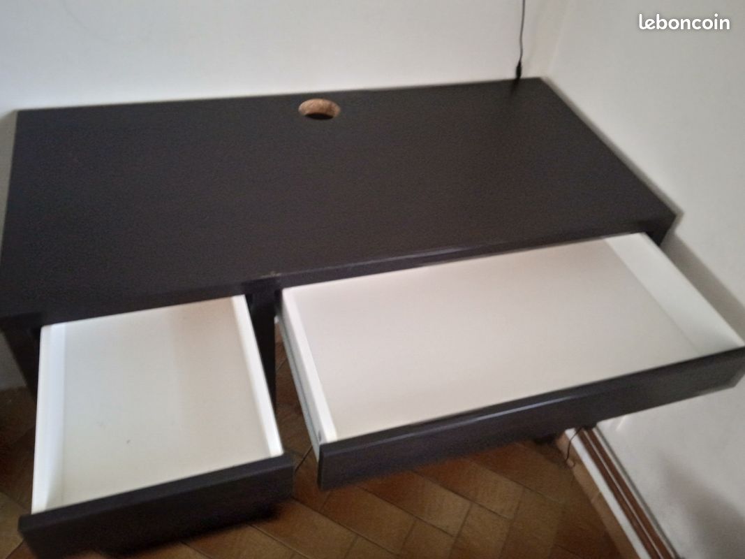 Ensemble Bureau IKEA MICKE Brun Noir & Chaise Style Fer Forgé (image 5)