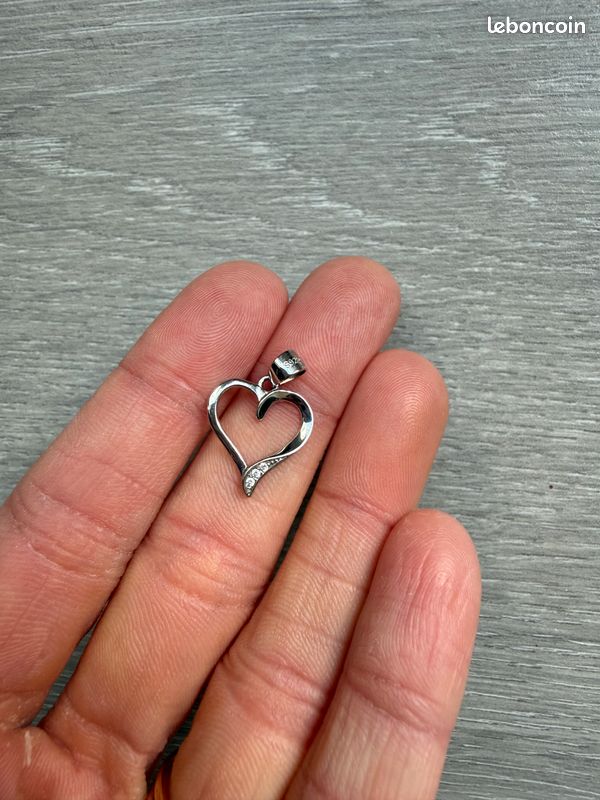 Pendentif Coeur Argent 925/1000 Oxydes de Zirconium blancs - Achat
