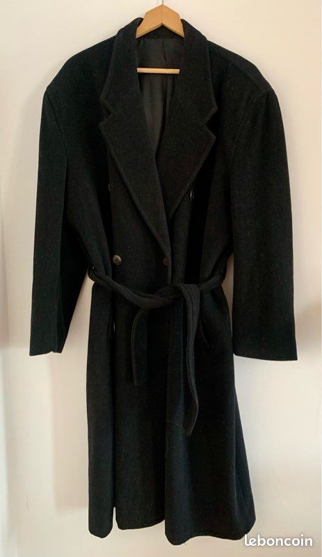 Manteau Femme Motys Paris – Laine Et Cachemire Noir – Taille 44/XXL – Vintage